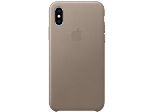 Чехол клип-кейс Apple Leather для iPhone XS платиново-серый