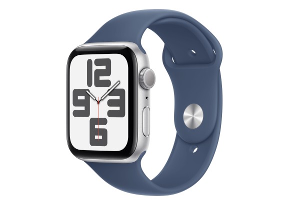 Apple Watch SE 2024 44mm Silver Aluminium Case, Sport Band (Denim) M/L