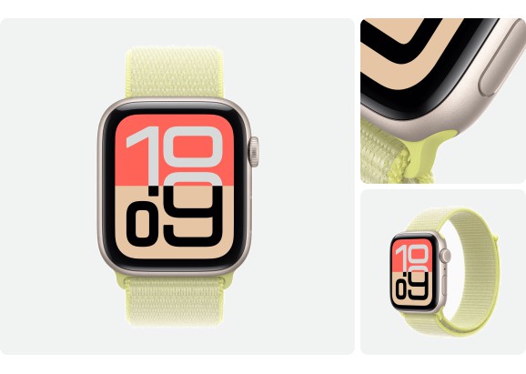 Apple Watch SE 3 44 mm Starlight Aluminum Neon Yellow Sport Loop M/L