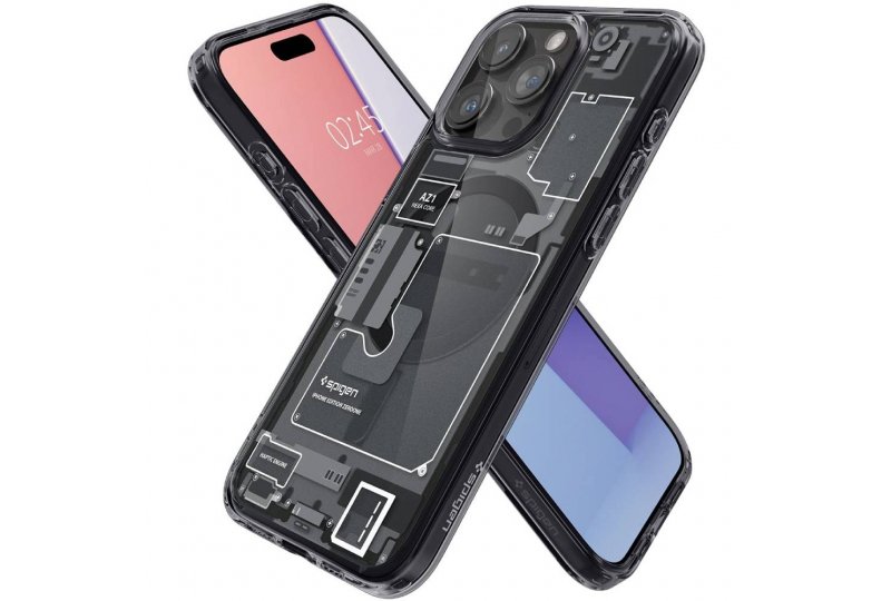 Чехол-накладка Spigen Ultra Hybrid Zero One (MagFit) для iPhone 15 Pro Max, поликарбонат, прозрачный/разноцветный Чехол-накладка Spigen Ultra Hybrid Zero One (MagFit) для iPhone 15 Pro Max, поликарбонат, прозрачный/разноцветный