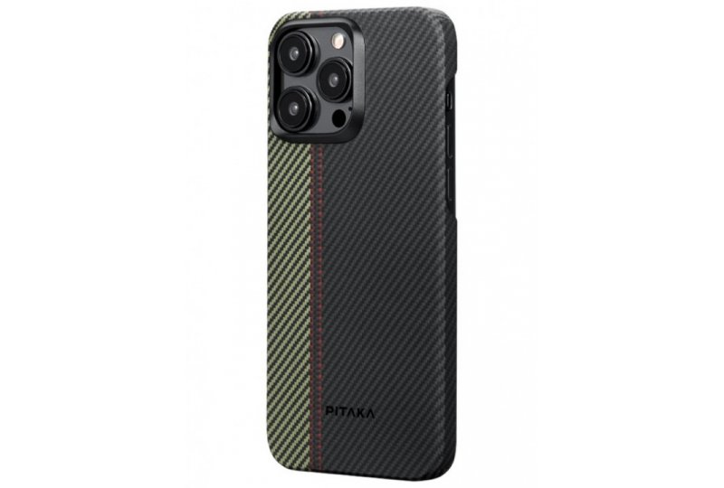 Чехол-накладка Pitaka Fusion Weaving MagEZ Case 4 Overture 600D для iPhone 15 Pro, кевлар, черный/бежевый