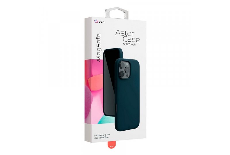 Чехол-накладка VLP Aster Case для iPhone 16 Pro, силикон, темно-синий Чехол-накладка VLP Aster Case для iPhone 16 Pro, силикон, темно-синий