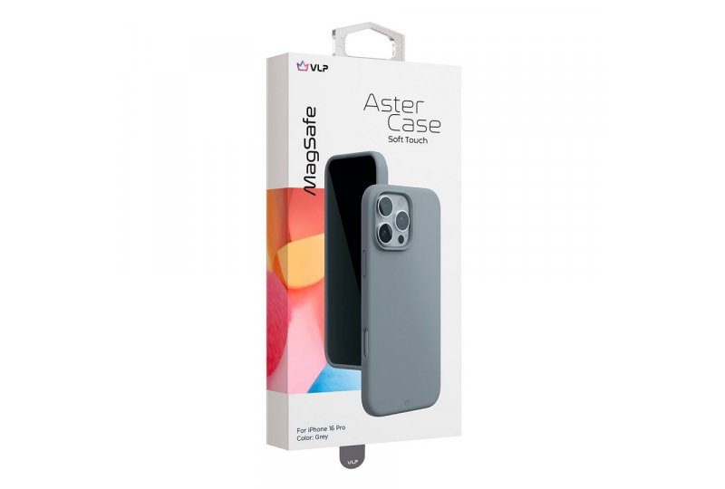 Чехол-накладка VLP Aster Case для iPhone 16 Pro, силикон, серый Чехол-накладка VLP Aster Case для iPhone 16 Pro, силикон, серый