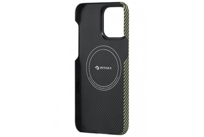 Чехол-накладка Pitaka Fusion Weaving MagEZ Case 4 Overture 600D для iPhone 15 Pro, кевлар, черный/бежевый