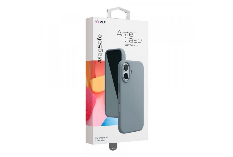 Чехол-накладка VLP Aster Case для iPhone 16, силикон, серый Чехол-накладка VLP Aster Case для iPhone 16, силикон, серый