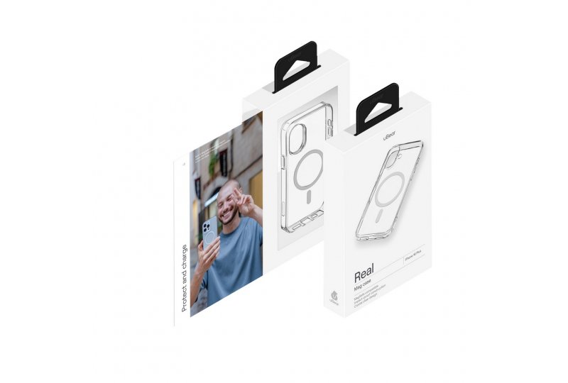 Чехол-накладка uBear Real Mag Case для iPhone 16 Plus, полиуретан, прозрачный Чехол-накладка uBear Real Mag Case для iPhone 16 Plus, полиуретан, прозрачный