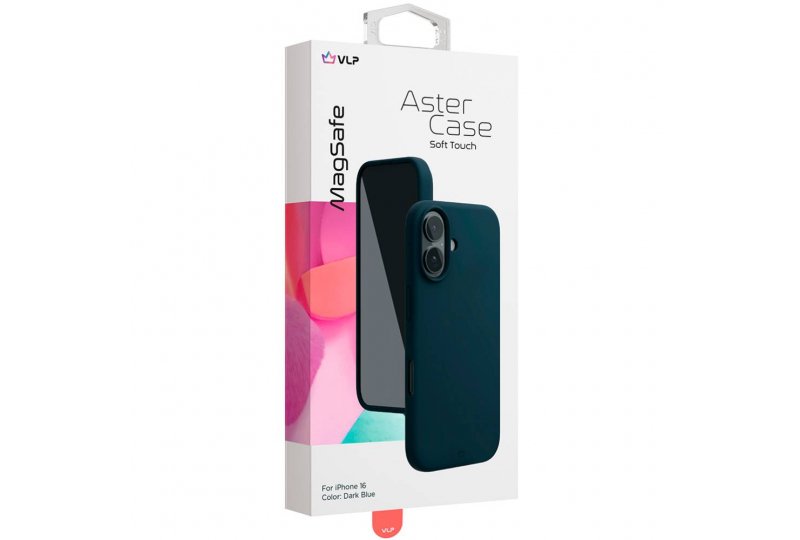 Чехол-накладка VLP Aster Case для iPhone 16, силикон, темно-синий Чехол-накладка VLP Aster Case для iPhone 16, силикон, темно-синий