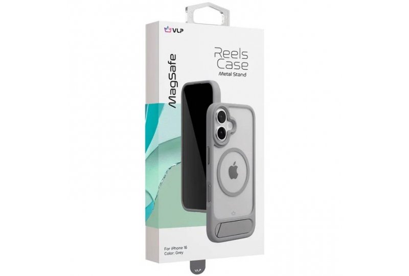 Чехол-накладка VLP Reels Case для iPhone 16, поликарбонат, серый Чехол-накладка VLP Reels Case для iPhone 16, поликарбонат, серый