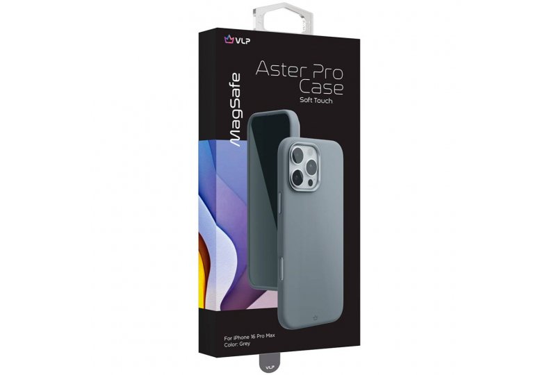 Чехол-накладка VLP Aster Pro Case для iPhone 16 Pro Max, силикон, серый