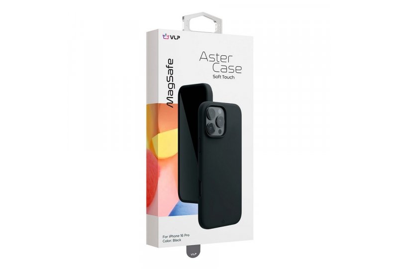 Чехол-накладка VLP Aster Case для iPhone 16 Pro, силикон, черный Чехол-накладка VLP Aster Case для iPhone 16 Pro, силикон, черный