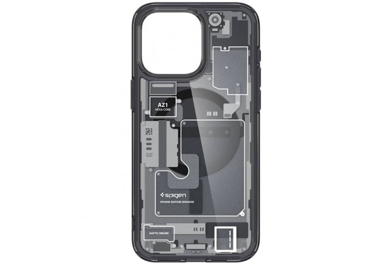 Чехол-накладка Spigen Ultra Hybrid Zero One (MagFit) для iPhone 15 Pro Max, поликарбонат, прозрачный/разноцветный Чехол-накладка Spigen Ultra Hybrid Zero One (MagFit) для iPhone 15 Pro Max, поликарбонат, прозрачный/разноцветный