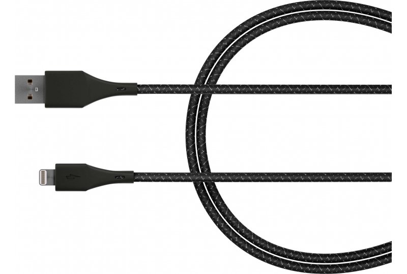 Кабель moonfish Lightning - USB-A, 1.2 м, текстиль, Black Кабель moonfish Lightning - USB-A, 1.2 м, текстиль, Black