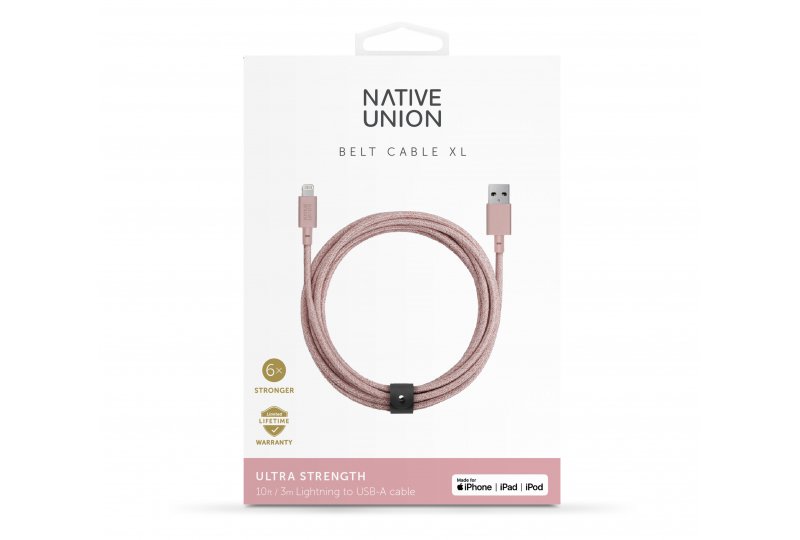 Кабель Native UnionLightning/USB, 3 м, розовый Кабель Native UnionLightning/USB, 3 м, розовый