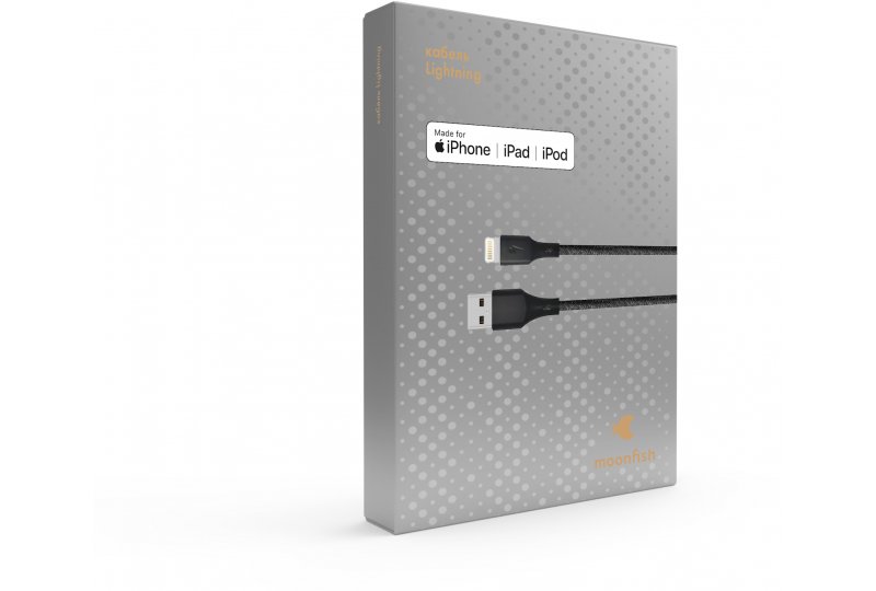 Кабель moonfish Lightning - USB-A, 1.2 м, текстиль, Black Кабель moonfish Lightning - USB-A, 1.2 м, текстиль, Black
