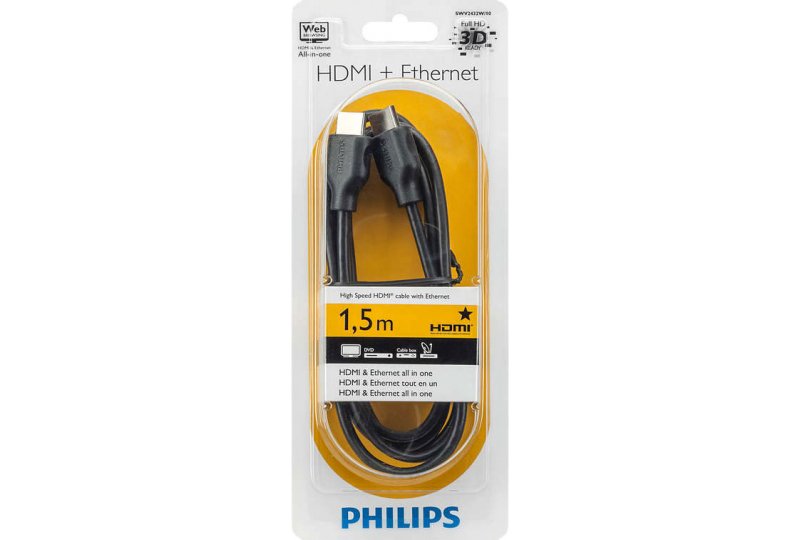 Кабель Philips HDMI c Ethernet, 1,5 м, Black Кабель Philips HDMI c Ethernet, 1,5 м, Black
