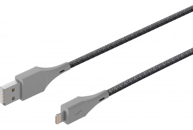 Кабель moonfish Lightning - USB-A, 1.2 м, текстиль, серый Кабель moonfish Lightning - USB-A, 1.2 м, текстиль, серый