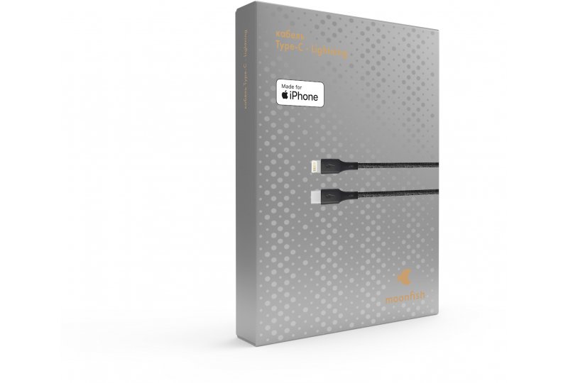 Кабель moonfish USB-C/Lightning, 1.2 м, текстиль, Black Кабель moonfish USB-C/Lightning, 1.2 м, текстиль, Black