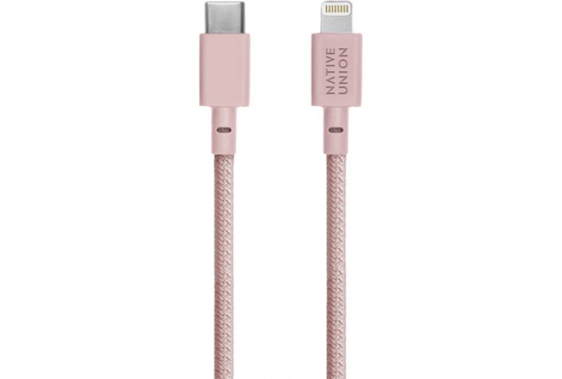 Кабель Native Union Belt Lightning/USB-С, 1.2 м, розовый Кабель Native Union Belt Lightning/USB-С, 1.2 м, розовый