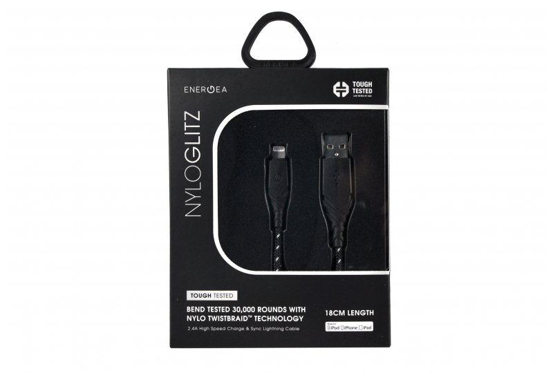 Кабель EnergEA NyloGlitz Lightning MFI 18 cм, Black Кабель EnergEA NyloGlitz Lightning MFI 18 cм, Black