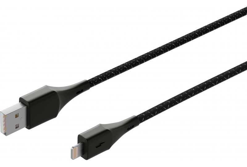 Кабель moonfish Lightning - USB-A, 1.2 м, текстиль, Black Кабель moonfish Lightning - USB-A, 1.2 м, текстиль, Black