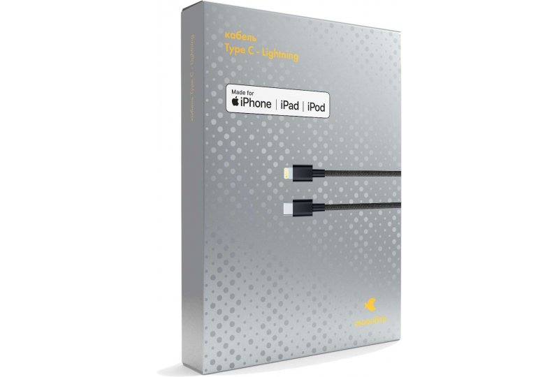 Кабель moonfish Lightning - USB-C, 1.8 м, текстиль, Black Кабель moonfish Lightning - USB-C, 1.8 м, текстиль, Black