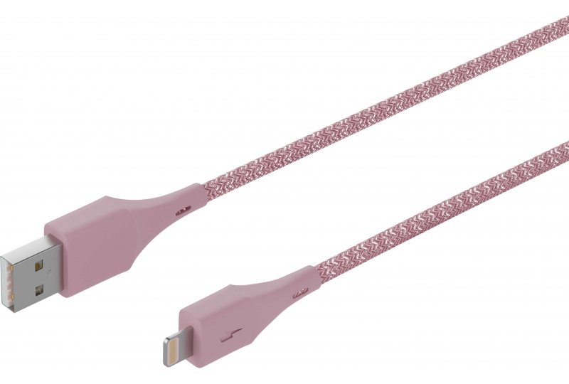 Кабель moonfish Lightning - USB-A, 1.2 м, текстиль, розовый Кабель moonfish Lightning - USB-A, 1.2 м, текстиль, розовый