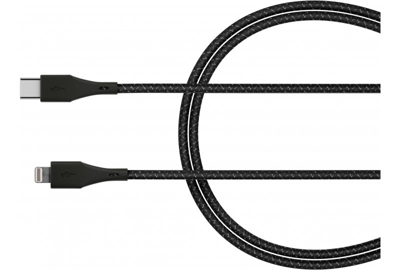 Кабель moonfish USB-C/Lightning, 1.2 м, текстиль, Black Кабель moonfish USB-C/Lightning, 1.2 м, текстиль, Black