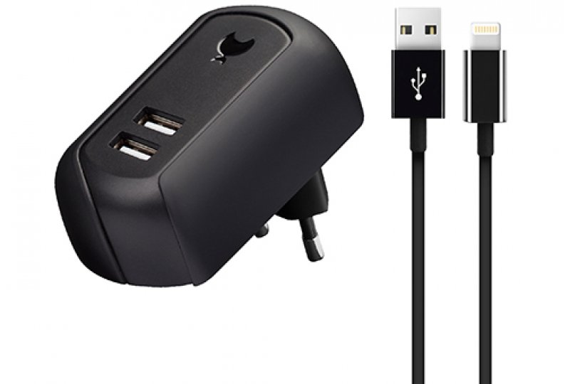 Сетевое зарядное устройство moonfish Travel Charger 2 USB, 2.4 A, черное Сетевое зарядное устройство moonfish Travel Charger 2 USB, 2.4 A, черное