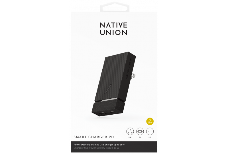 Сетевое зарядное устройство Native Union 18 Вт, USB-A + USB-C, PD, серый Сетевое зарядное устройство Native Union 18 Вт, USB-A + USB-C, PD, серый