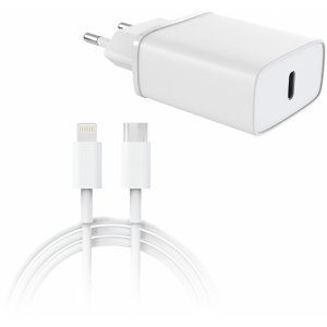 Сетевое зарядное устройство moonfish USB-C, 18 Вт, PD + кабель USB Type-C\Lightning, White Сетевое зарядное устройство moonfish USB-C, 18 Вт, PD + кабель USB Type-C\Lightning, White