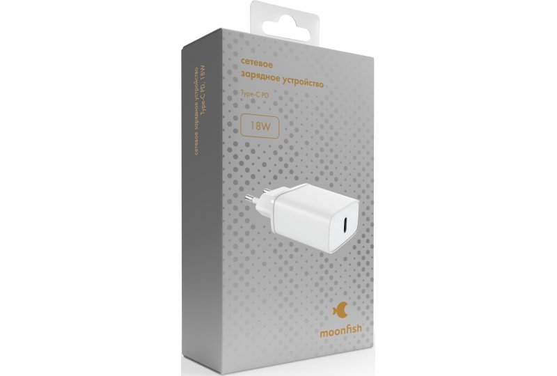 Сетевое зарядное устройство moonfish USB-C, PD, 18 Вт, White Сетевое зарядное устройство moonfish USB-C, PD, 18 Вт, White