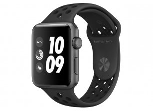 Apple Watch Nike+ Series 3, 42 мм, корпус из алюминия цвета «Space Gray», спортивный ремешок Nike цвета «антрацитовый/чёрный»