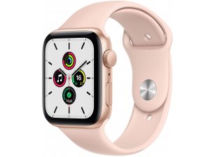 Apple Watch SE, 44 мм, корпус из алюминия золотого цвета, спортивный ремешок цвета «розовый песок»