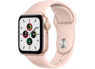 Apple Watch SE, 40 мм, корпус из алюминия золотого цвета, спортивный ремешок цвета «розовый песок»