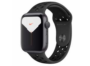 Apple Watch Nike Series 5, 44 мм, корпус из алюминия цвета «Space Gray», спортивный ремешок Nike «антрацитовый/чёрный»