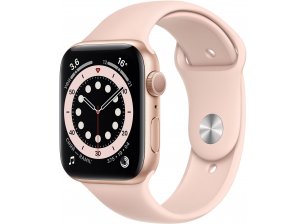 Apple Watch Series 6, 44 мм, корпус из алюминия золотого цвета, спортивный ремешок цвета «розовый песок»