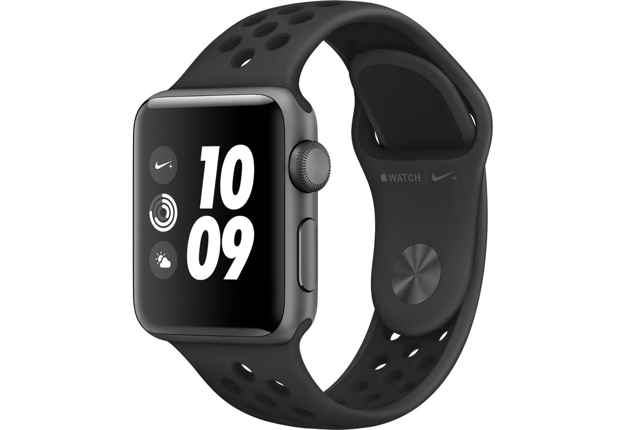 Купить Apple Watch Nike+ Series 3, 38 мм, корпус из алюминия цвета «Space  Gray», спортивный ремешок Nike цвета «антрацитовый/чёрный» в Москве по  лучшей цене!