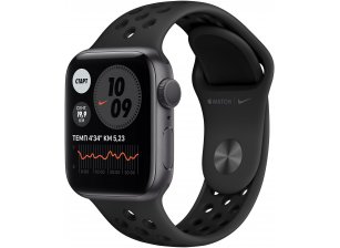 Apple Watch Nike Series 6, 40 мм, корпус из алюминия цвета «Space Gray», спортивный ремешок Nike цвета «антрацитовый/чёрный»