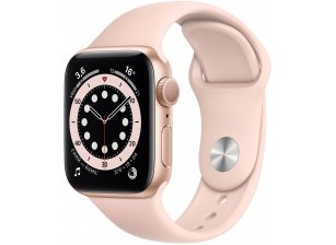 Apple Watch Series 6, 40 мм, корпус из алюминия золотого цвета, спортивный ремешок цвета «розовый песок»