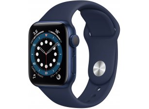 Apple Watch Series 6, 40 мм, корпус из алюминия синего цвета, спортивный ремешок «тёмный ультрамарин»